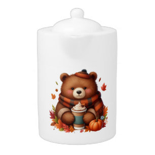 Rustic/vintage autumn bear teapot