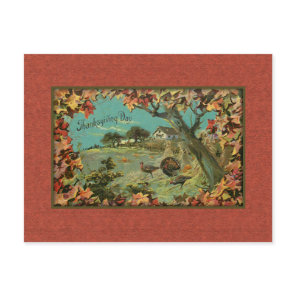 Rustic Vintage Autumn Country Scene Postcard