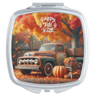 Rustic/vintage autumn farm truck compact mirror
