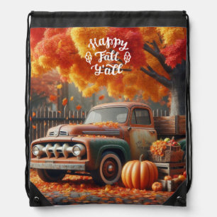 Rustic/vintage autumn farm truck drawstring bag