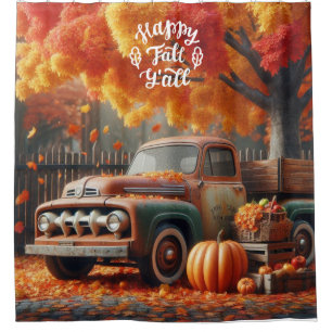 Rustic/vintage autumn farm truck  shower curtain