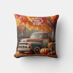Rustic/vintage autumn farm truck throw pillow