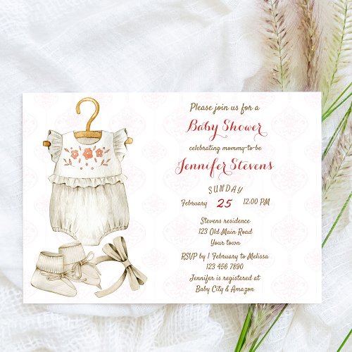 Rustic vintage baby toys and clothes baby shower  invitation