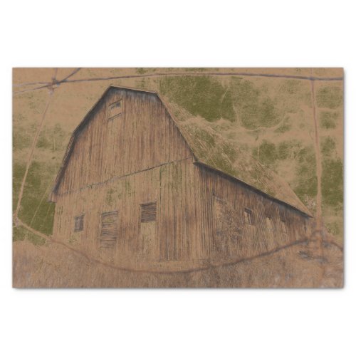 Rustic Vintage Barn Green Country Art Texture Tissue Paper