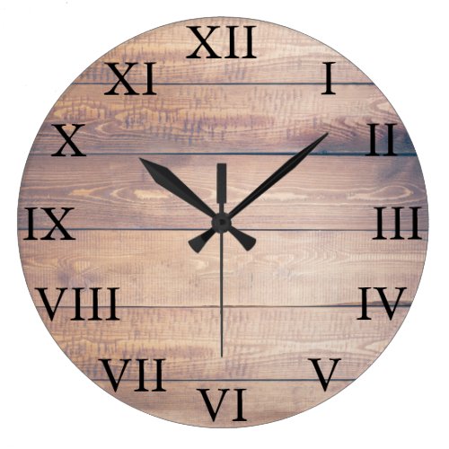 Rustic vintage barn wood Roman numbers Large Clock