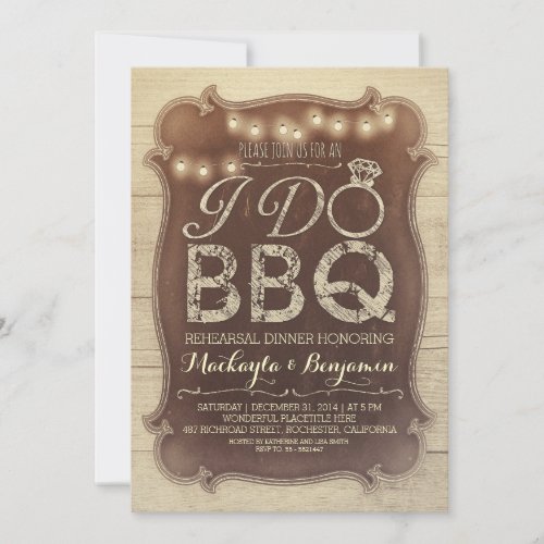 rustic vintage BBQ rehearsal dinner invitation