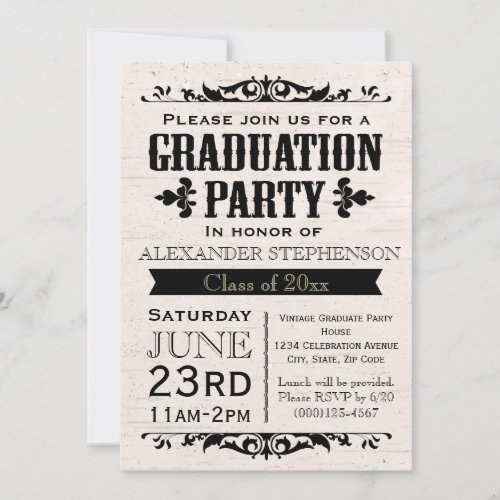 Rustic Vintage Beige Graduation Party Invitation