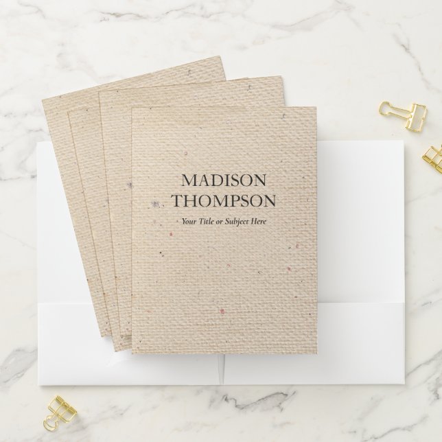 Rustic Vintage Beige Paper Modern Professional  Pocket Folder (In Situ)