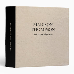 Rustic Vintage Beige Paper Simple Professional 3 Ring Binder