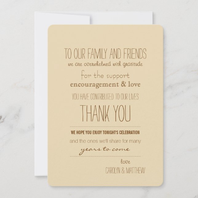 Rustic | Vintage| Beige Wedding Thank You Card (Front)