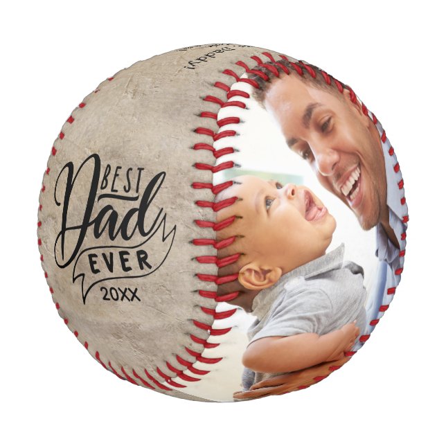 Rustic Vintage Best Dad Ever Photo Baseball (Angled)