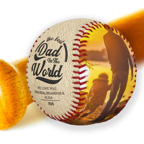 Rustic Vintage Best Dad Fathers Day Photo Baseball
