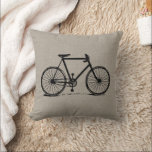 Rustic Vintage Bicycle Throw Pillow<br><div class="desc">Chic rustic vintage bicycle illustration. Customize with text for a couple as a wedding keepsake or a family housewarming gift. Please note that the background is a printed faux burlap texture, the pillow cover is not made of burlap canvas material. Click Customize It to change text fonts and colors to...</div>