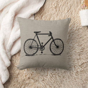 Rustic Vintage Bicycle Throw Pillow