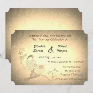 Rustic Vintage , Birds Wedding Invitation