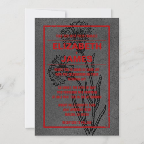 Rustic Vintage Black And Red Wedding Invitations