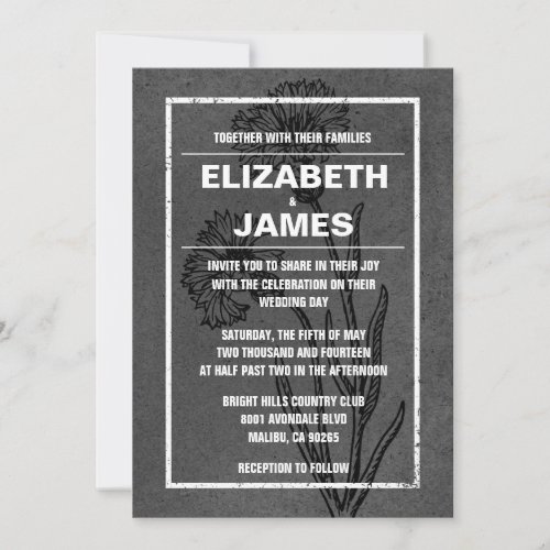 Rustic Vintage Black Wedding Invitations