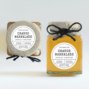 Rustic Vintage Black & White Jam Jar Lid Label