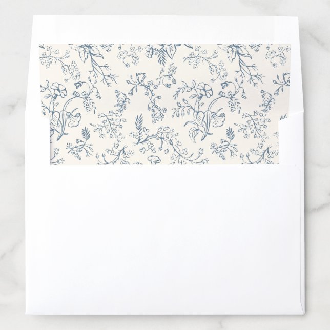 Rustic Vintage Blue Chinoiserie Pattern Envelope Liner (In Envelope)