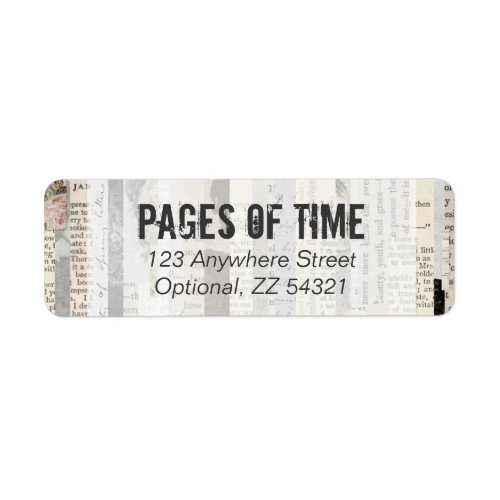 Rustic Vintage Book Pages Library Return Address Label