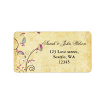 rustic  Vintage Botanical fuchsia floral Label