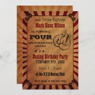 Rustic Vintage Boxing Birthday Invitations