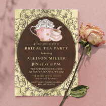 Rustic Vintage Bridal Tea Party Bridal Shower  Invitation