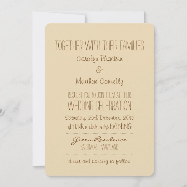 Rustic | Vintage| Brown Beige Wedding Announcement (Front)