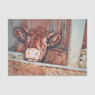Rustic Vintage Brown Cow Old Country Barn Tissue Paper