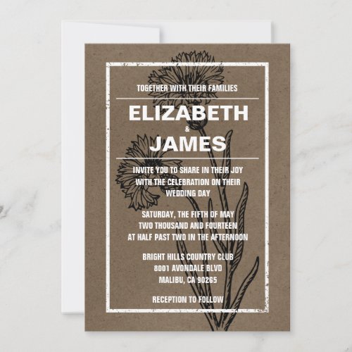 Rustic Vintage Brown Wedding Invitations