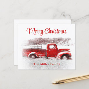 Rustic Vintage Budget Merry Christmas Red Truck