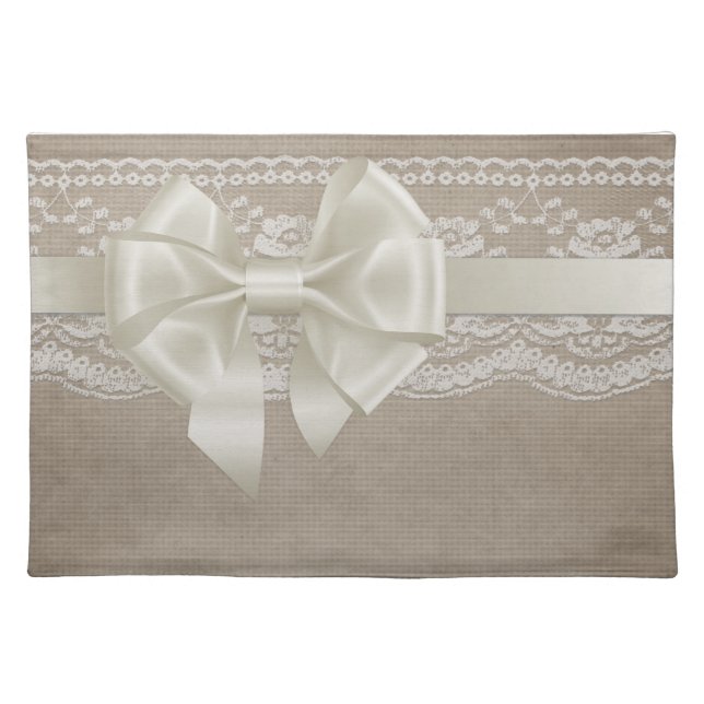 Rustic Vintage Burlap & Lace Placemat (Front)