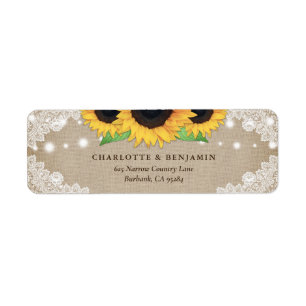 Rustic Vintage Burlap Lace Sunflower Label