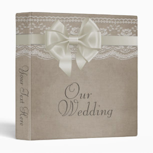 Rustic Vintage Burlap & Lace Wedding Photo Album 3 Ring Binder