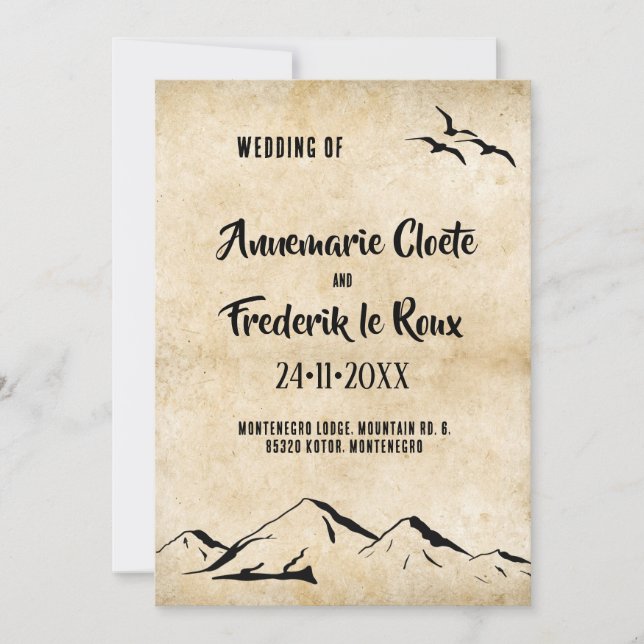 Rustic Vintage Calligraphy Invitation (Front)