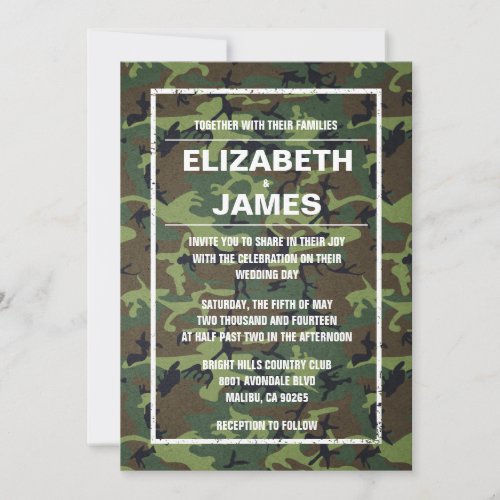 Rustic Vintage Camo Wedding Invitations