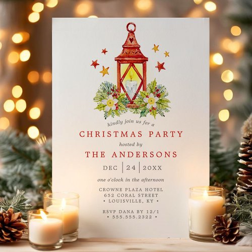 Christmas Party Invitations 8 Rustic Vintage Candle Lantern Christmas Party Invitation