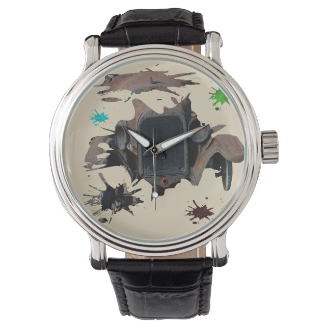Rustic Vintage Car Grunge Art, Watch (Front)