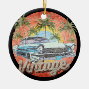 Rustic Vintage Car Summer Vacation Ceramic Ornament