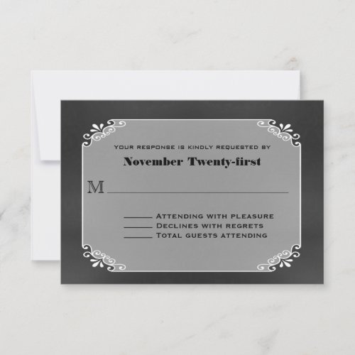 Rustic Vintage Chalk Board Wedding RSVP Card