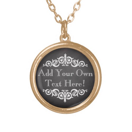 Rustic Vintage Chalkboard Custom Personalized Gold Plated Necklace