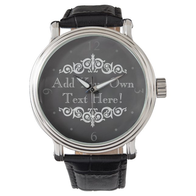 Rustic Vintage Chalkboard Custom Personalized Watch (Front)