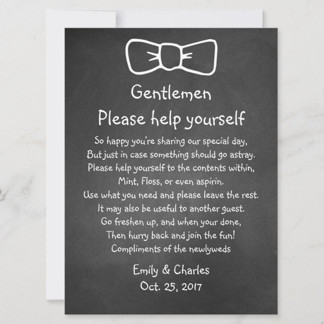 Rustic Vintage Chalkboard Look Wedding Basket Sign (Front)