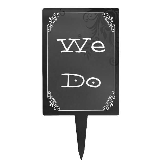 Rustic Vintage Chalkboard Wedding Cake Topper (Front)