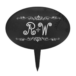 Rustic Vintage Chalkboard Wedding Cake Topper