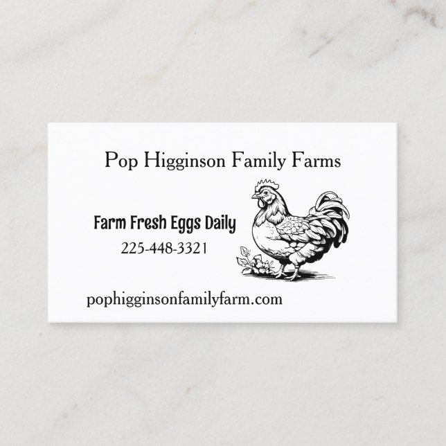 Rustic Vintage Chicken Farm Business Card (Front)