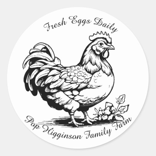 Rustic Vintage Chicken Farm Classic Round Sticker