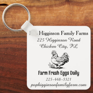 Rustic Vintage Chicken Farm Keychain