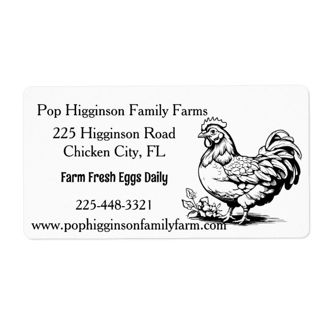 Rustic Vintage Chicken Farm Label (Front)