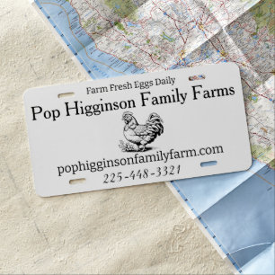 Rustic Vintage Chicken Farm License Plate